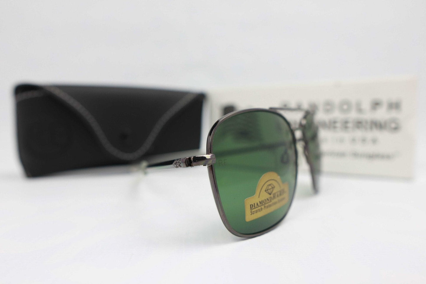 RE (RANDOLPH ENGINEERING) ORIGINAL (USA🇺🇸) MADE FRAME BLACK & METAL GLASS DARK GREEN ANTIALLERGIC HIGH QUALITY