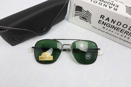 RE (RANDOLPH ENGINEERING) ORIGINAL (USA🇺🇸) MADE FRAME BLACK & METAL GLASS DARK GREEN ANTIALLERGIC HIGH QUALITY
